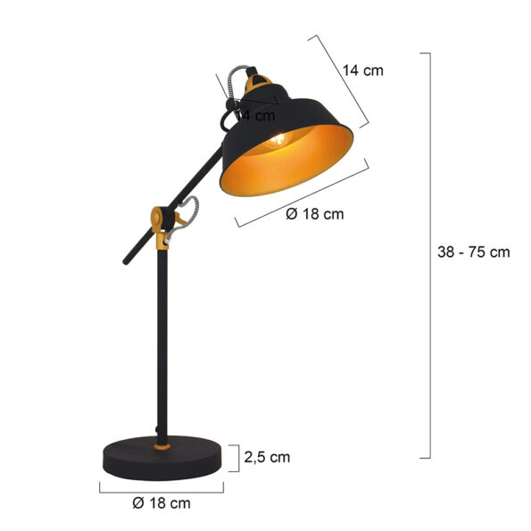 Industriële tafellamp Nove zwart ø 18 cm - Afbeelding 12