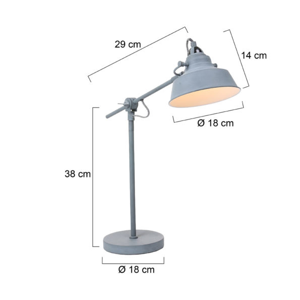 Industriële tafellamp Nove grijs ø 18 cm - Afbeelding 5