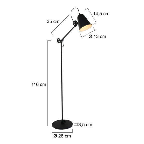 Industriële vloerlamp Dolphin zwart ø 28 cm - Afbeelding 6