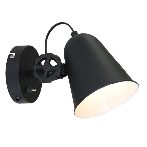 Industriële wandlamp Dolphin zwart-1323ZW