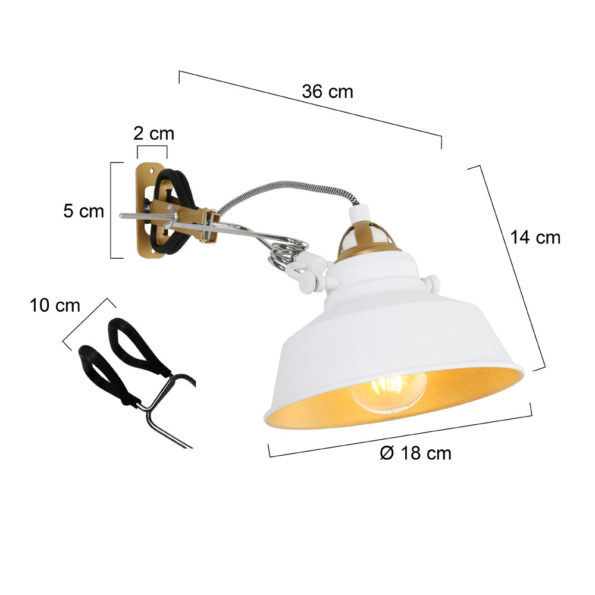 Industriële wandlamp Nove wit ø 18 cm - Afbeelding 5