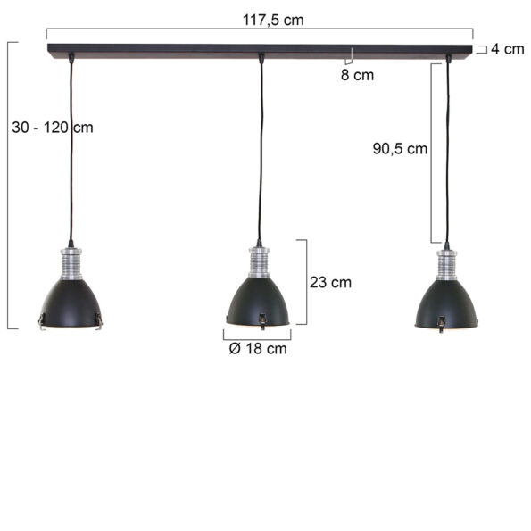 Drielichts industriële hanglamp Brock - Afbeelding 6
