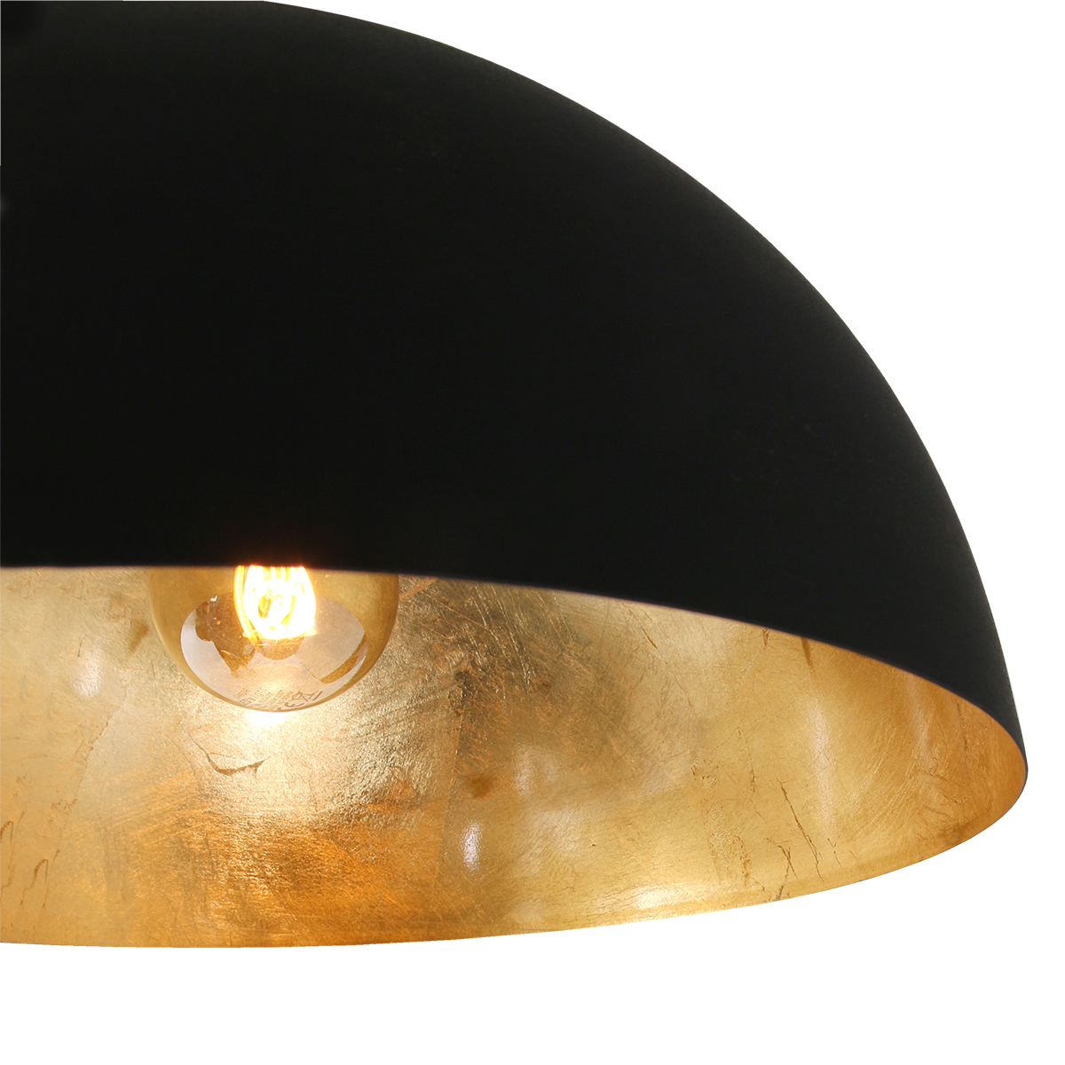 Hanglamp mat zwart met gouden Semicirkel Industriele lampen