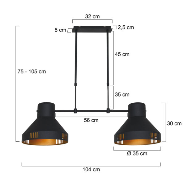 Industriële hanglamp Evy zwart - Afbeelding 7