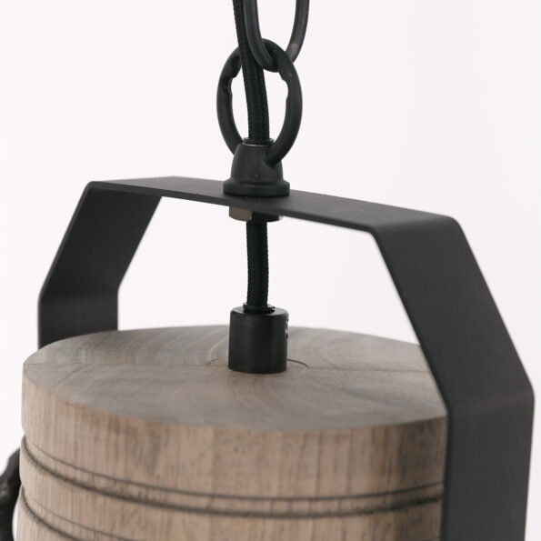 Hanglamp Antraciet met houten details industrieel landelijk Gearwood - Afbeelding 8