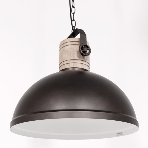 Hanglamp Antraciet met houten details industrieel landelijk Gearwood - Afbeelding 9