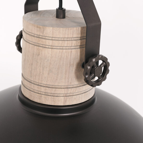 Hanglamp Antraciet met houten details industrieel landelijk Gearwood - Afbeelding 4