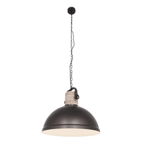 Hanglamp Antraciet met houten details industrieel landelijk Gearwood