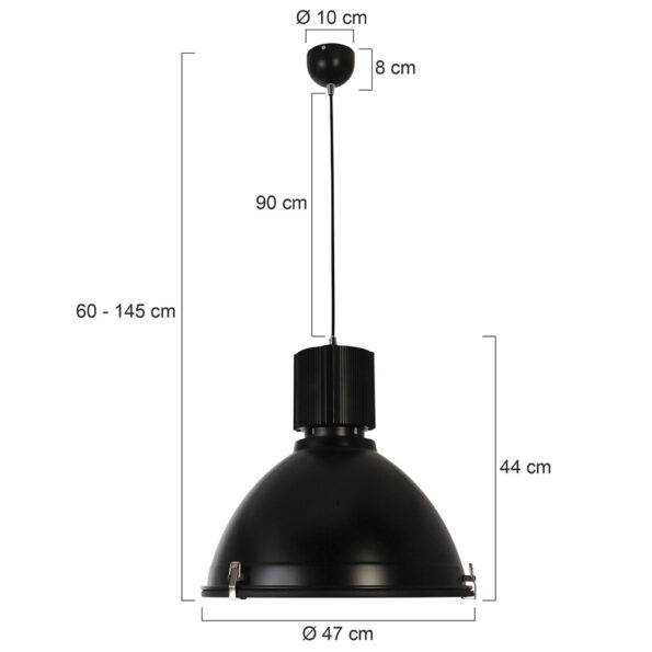 Industriële hanglamp Bikkel zwart ø 42 cm - Afbeelding 7