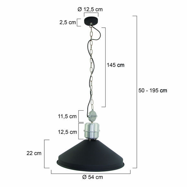 Industriële hanglamp Zappa zwart ø 54 cm - Afbeelding 6