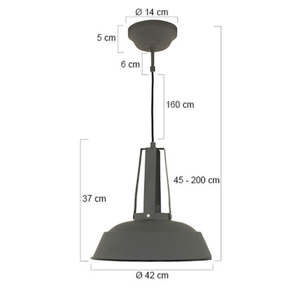 Industriële hanglamp Eden grijs ø 42 cm - Afbeelding 6