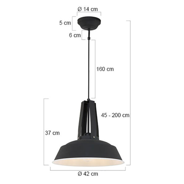Industriële hanglamp Eden zwart ø 42 cm - Afbeelding 5