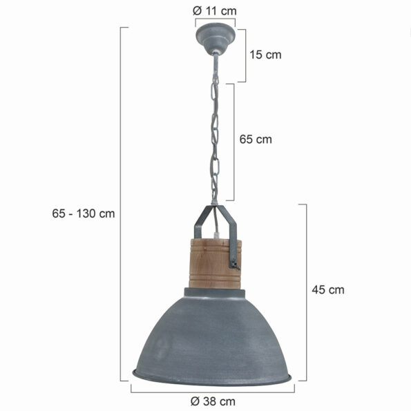 Industriële hanglamp Emile grijs ø 38 cm - Afbeelding 6