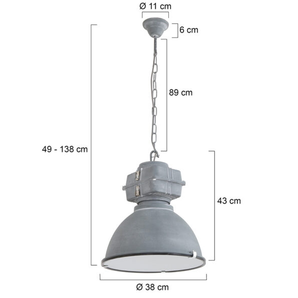 Industriële hanglamp Densi grijs ø 38 cm - Afbeelding 6