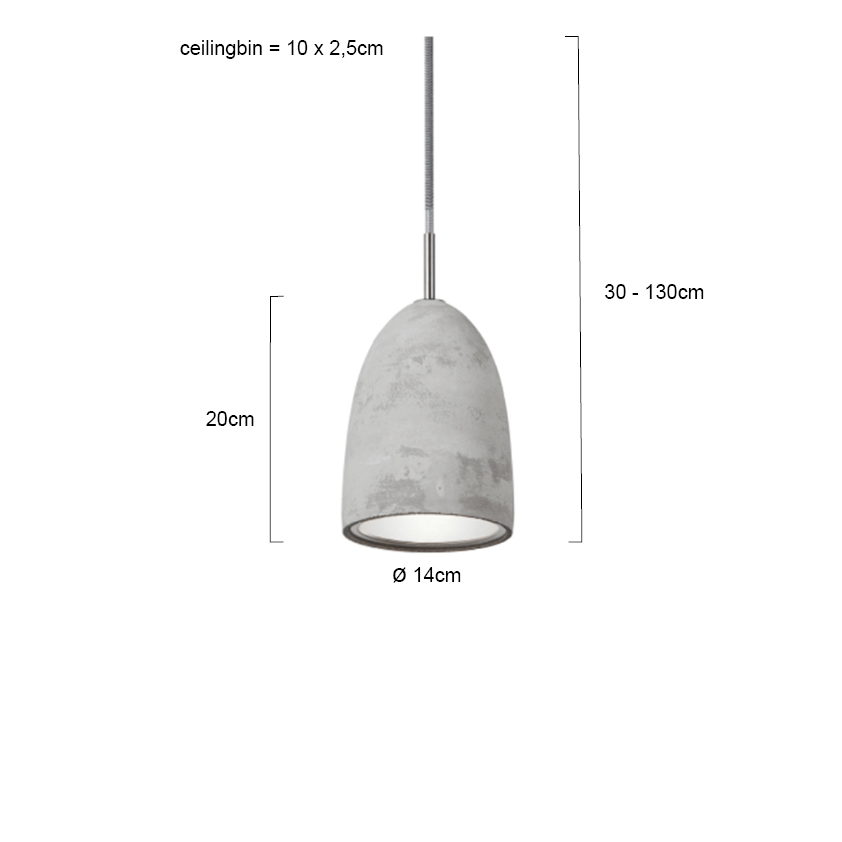 zien hervorming spade Hanglamp beton met stalen details en zwart/wit snoer Hannover | Industriele  lampen online