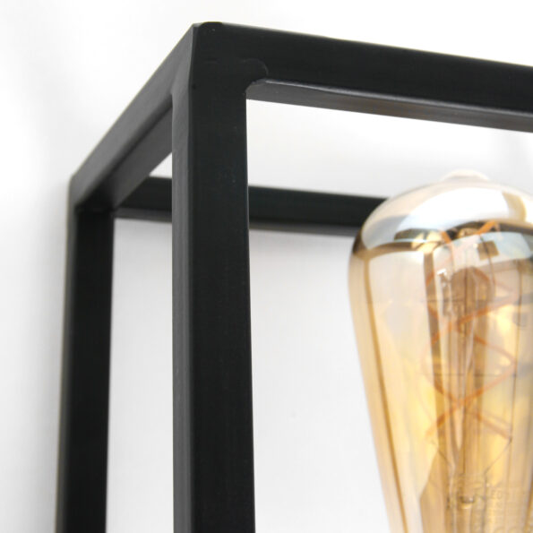 Vierkante wandlamp zwart met verweerd goud vintage Glenny - Afbeelding 4