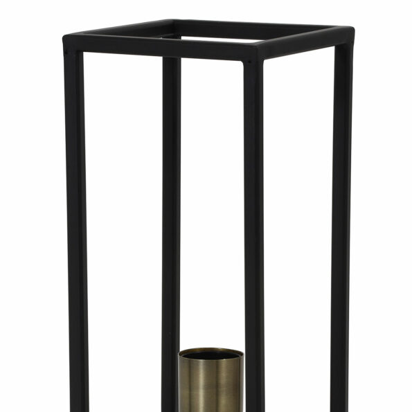 Tafellamp mat zwart met bronzen details industrieel trendy Marlay - Afbeelding 2