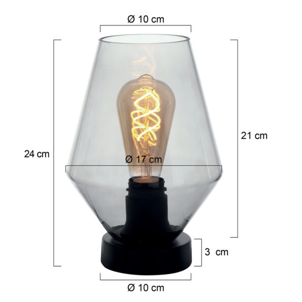 Industriële tafellamp Ancilla zwart ø 17 cm - Afbeelding 8