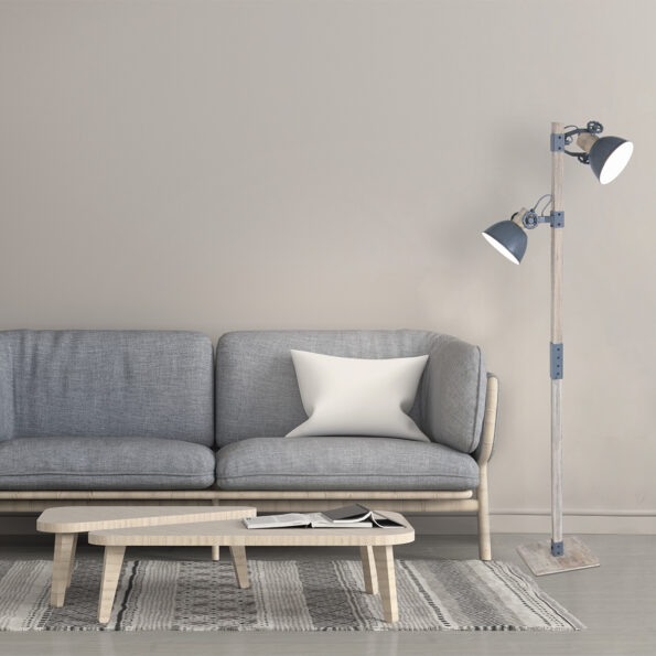 Industriële vloerlamp Gearwood grijs - Afbeelding 2
