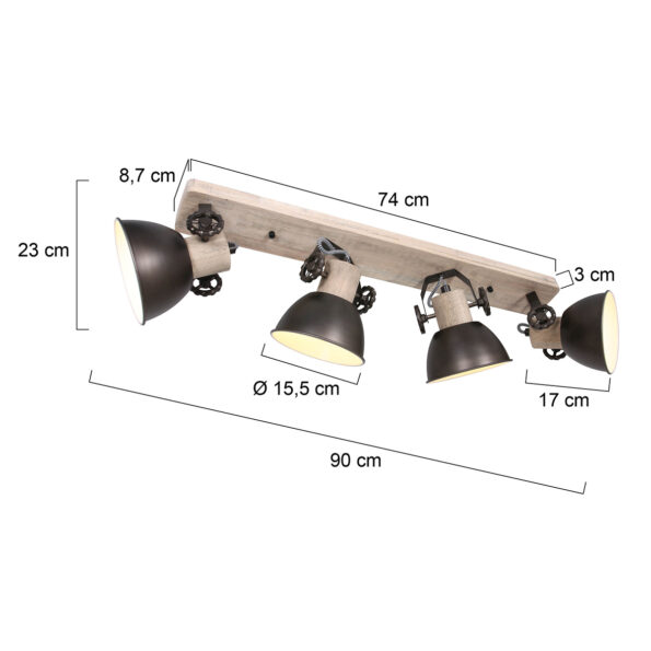 Industriële spot Gearwood antraciet - Afbeelding 6