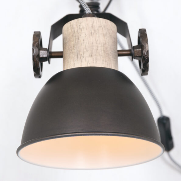 Wandlamp antraciet met hout landelijk Gearwood - Afbeelding 8