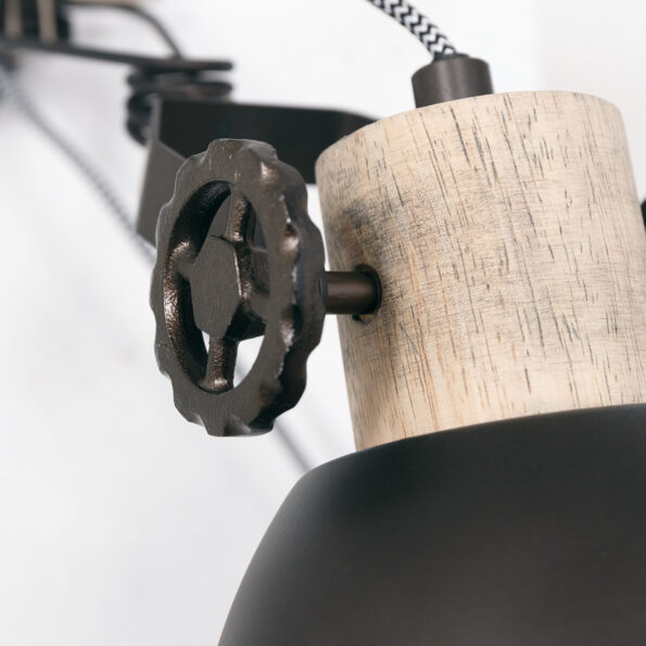 Wandlamp antraciet met hout landelijk Gearwood - Afbeelding 5