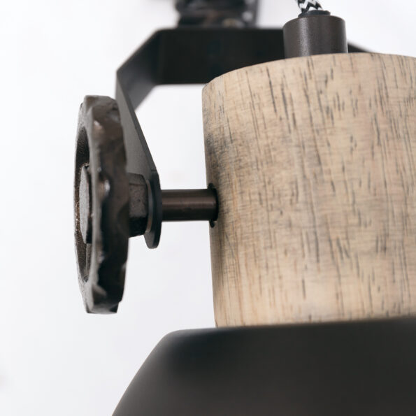 Wandlamp antraciet met hout landelijk Gearwood - Afbeelding 6