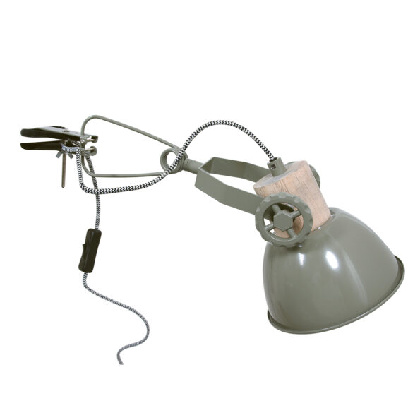 Wandlamp groen met hout industrieel Gearwood - Afbeelding 2