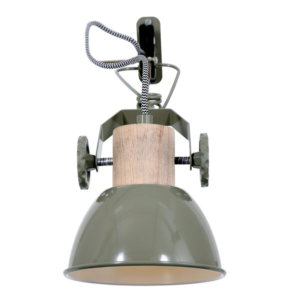 Wandlamp groen met hout industrieel Gearwood - Afbeelding 10
