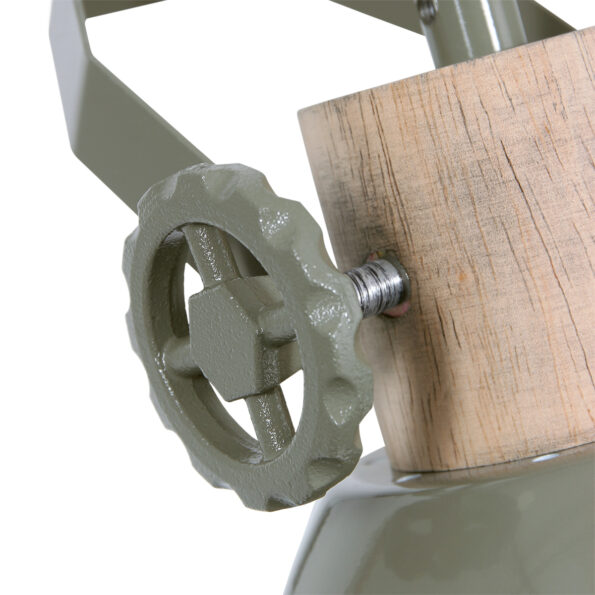 Wandlamp groen met hout industrieel Gearwood - Afbeelding 5