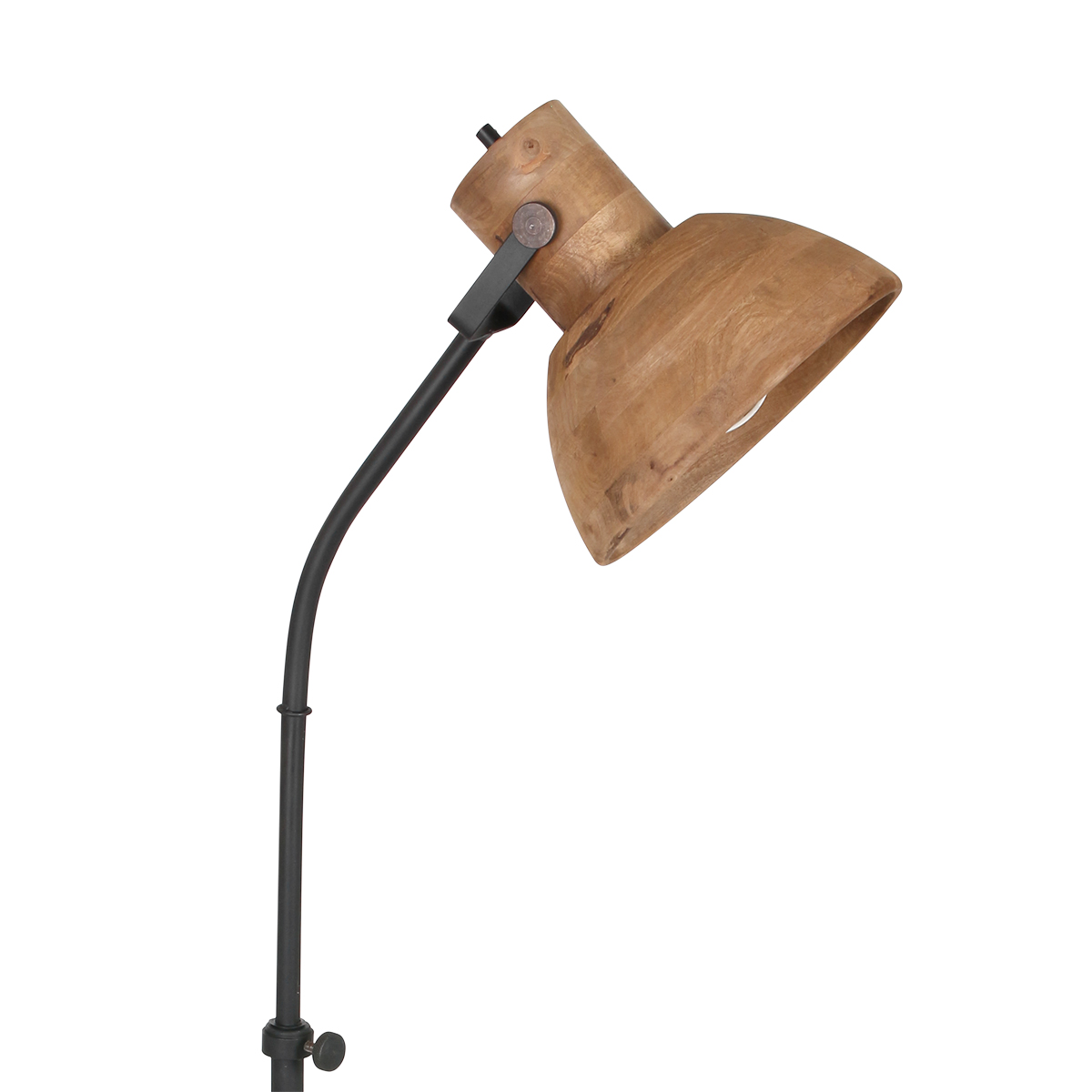 artillerie toxiciteit Sociaal Staande lamp houten kap met zwarte stang stoer landelijk Imbert |  Industriele lampen online