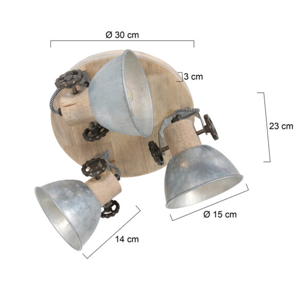 Industriële spot Gearwood nikkel ø 38 cm - Afbeelding 7