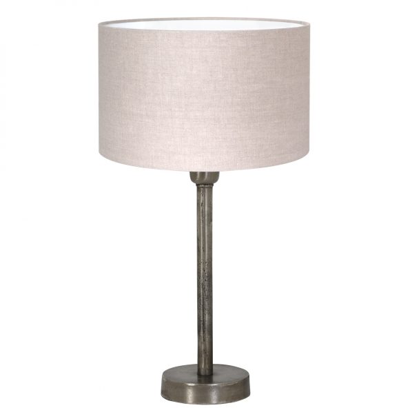 Moderne tafellamp verweerd staal met beige kap Undai