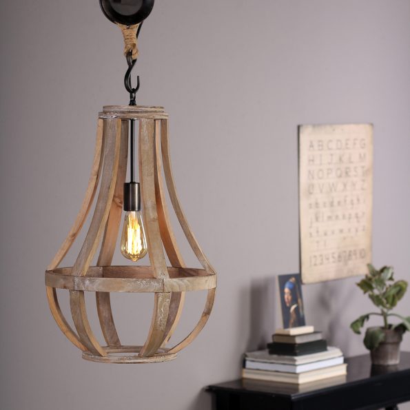 Industriële hanglamp Liberty bell hout ø 40 cm - Afbeelding 14