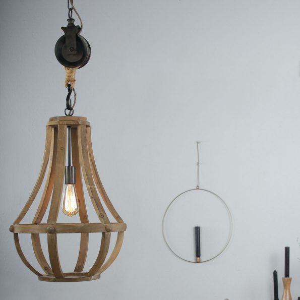 Industriële hanglamp Liberty bell hout ø 40 cm - Afbeelding 4