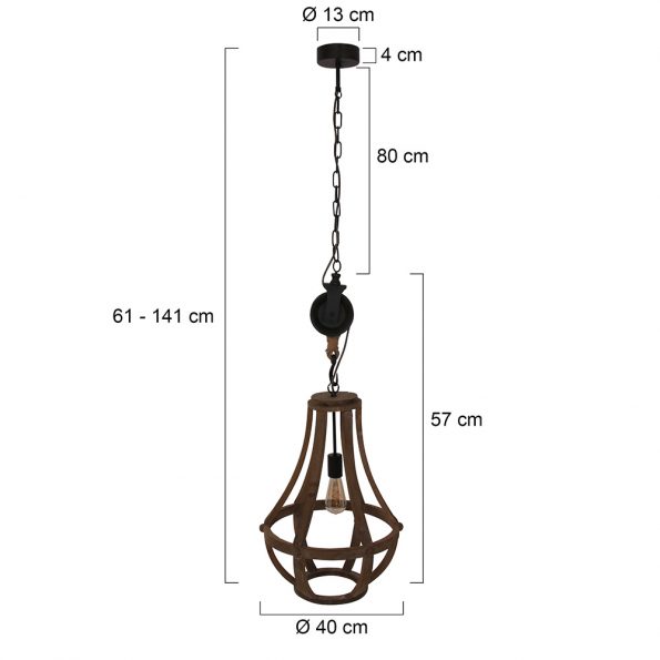 Industriële hanglamp Liberty bell hout ø 40 cm - Afbeelding 8