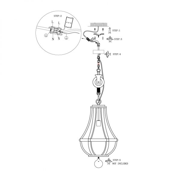 Industriële hanglamp Liberty bell hout ø 40 cm - Afbeelding 9