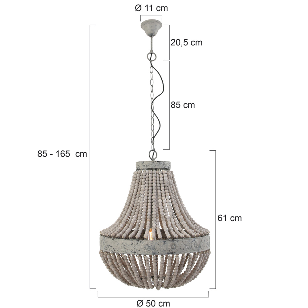 Houten kralen kroonluchter Luna beige lampen online