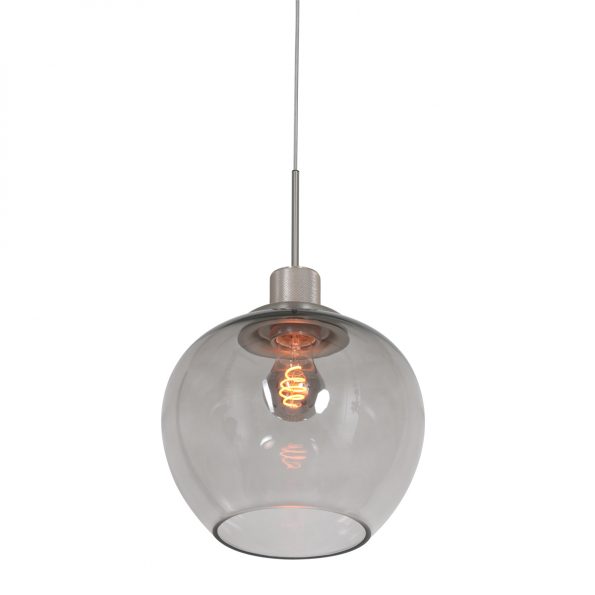 Glazen bol hanglamp pendel Lotus staal-1897ST