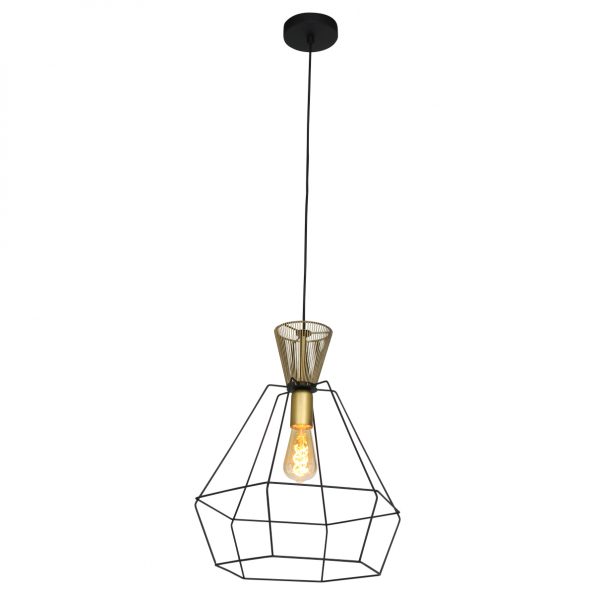 Draad hanglamp kooi Lillehamer zwart en goud - Afbeelding 2