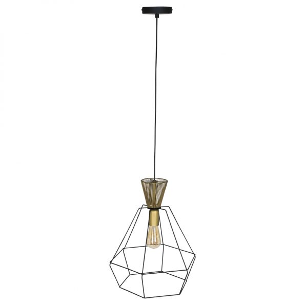 Draad hanglamp kooi Lillehamer zwart en goud - Afbeelding 4