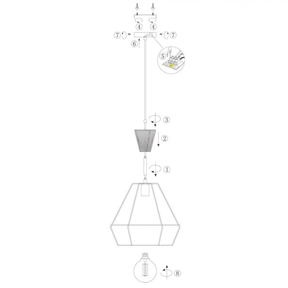 Draad hanglamp kooi Lillehamer zwart en goud - Afbeelding 7