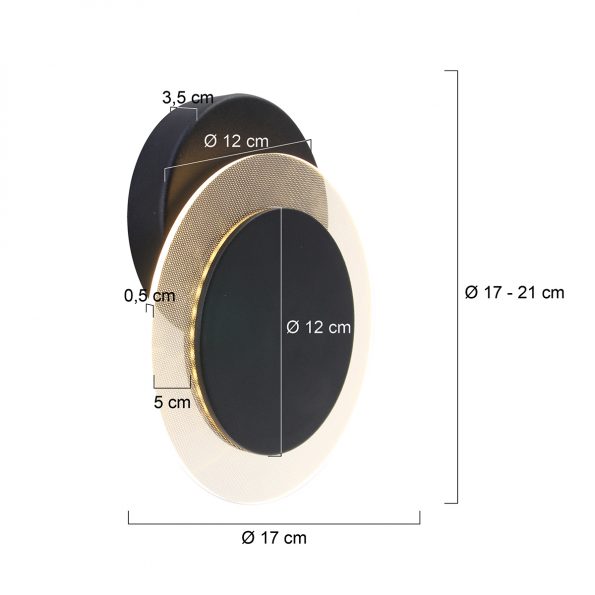 Industriële wandlamp Lido zwart ø 17 cm - Afbeelding 8
