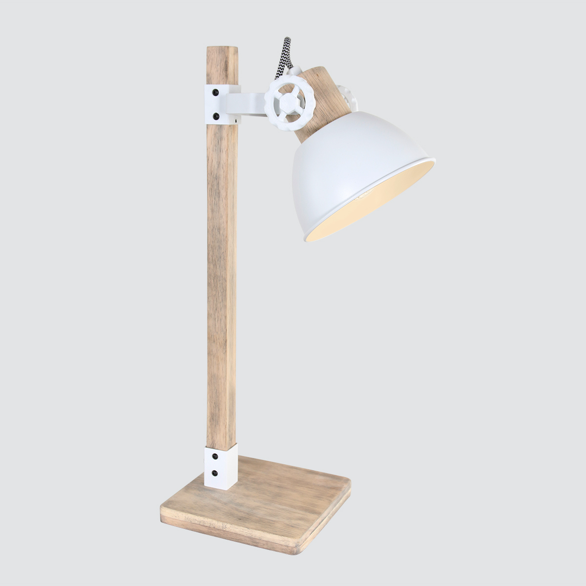 cijfer openbaar Voortdurende Industriele houten bureaulamp Gearwood wit | Industriele lampen online