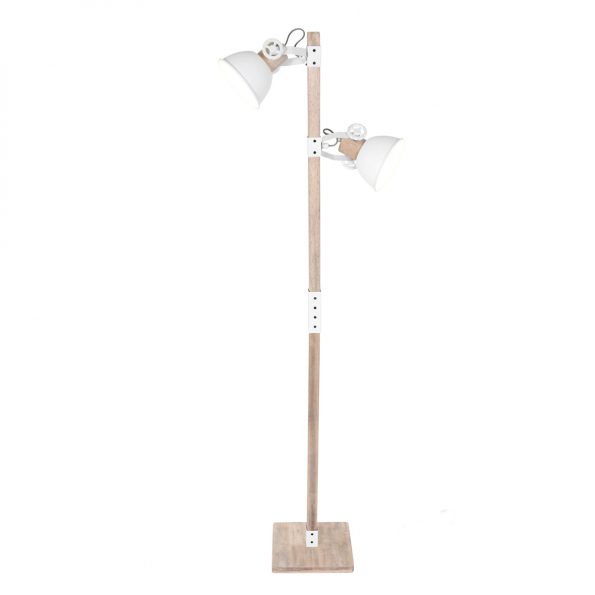 Industriele tweelichts vloerlamp Gearwood wit-2666W