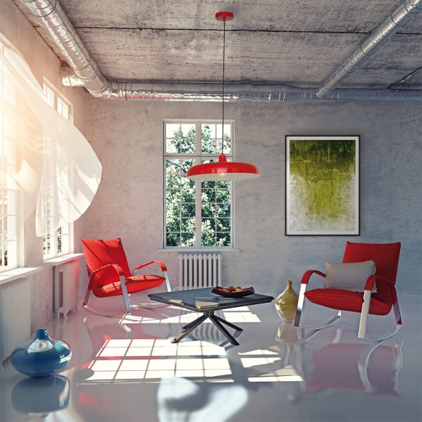 Industriële hanglamp Krisip rood ø 50 cm - Afbeelding 3