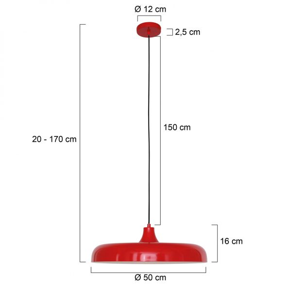 Industriële hanglamp Krisip rood ø 50 cm - Afbeelding 7
