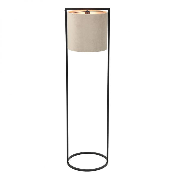 Beige staande schemerlamp met kap Santos zwart-2830B