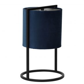 Blauwe schemer tafellamp met kap Santos zwart-2896BL