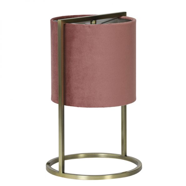 Gouden frame tafellamp met roze kap Santos-2897RZ